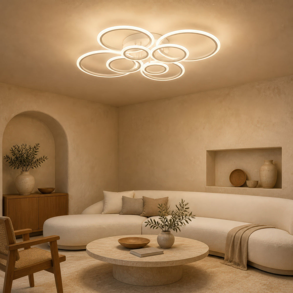 Lustra LED cu telecomanda  BETTY 127W, 8 Cercuri, lumina Rece/Calda/Neutra, Dimabila, Alb, imaginea 7