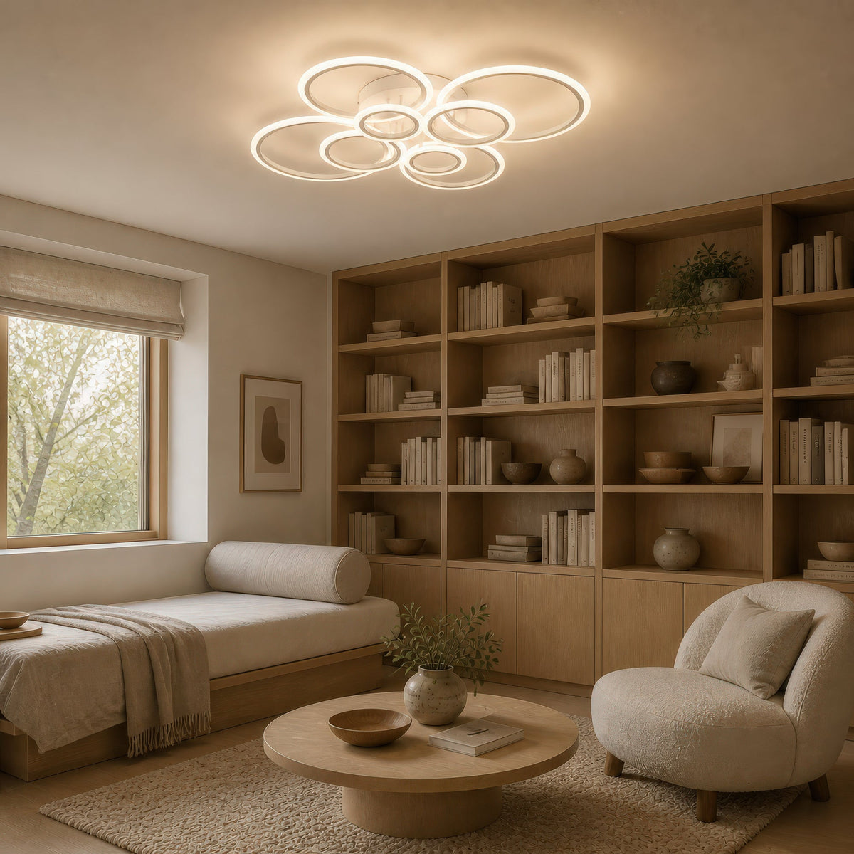 Lustra LED cu telecomanda  BETTY 127W, 8 Cercuri, lumina Rece/Calda/Neutra, Dimabila, Alb, imaginea 8