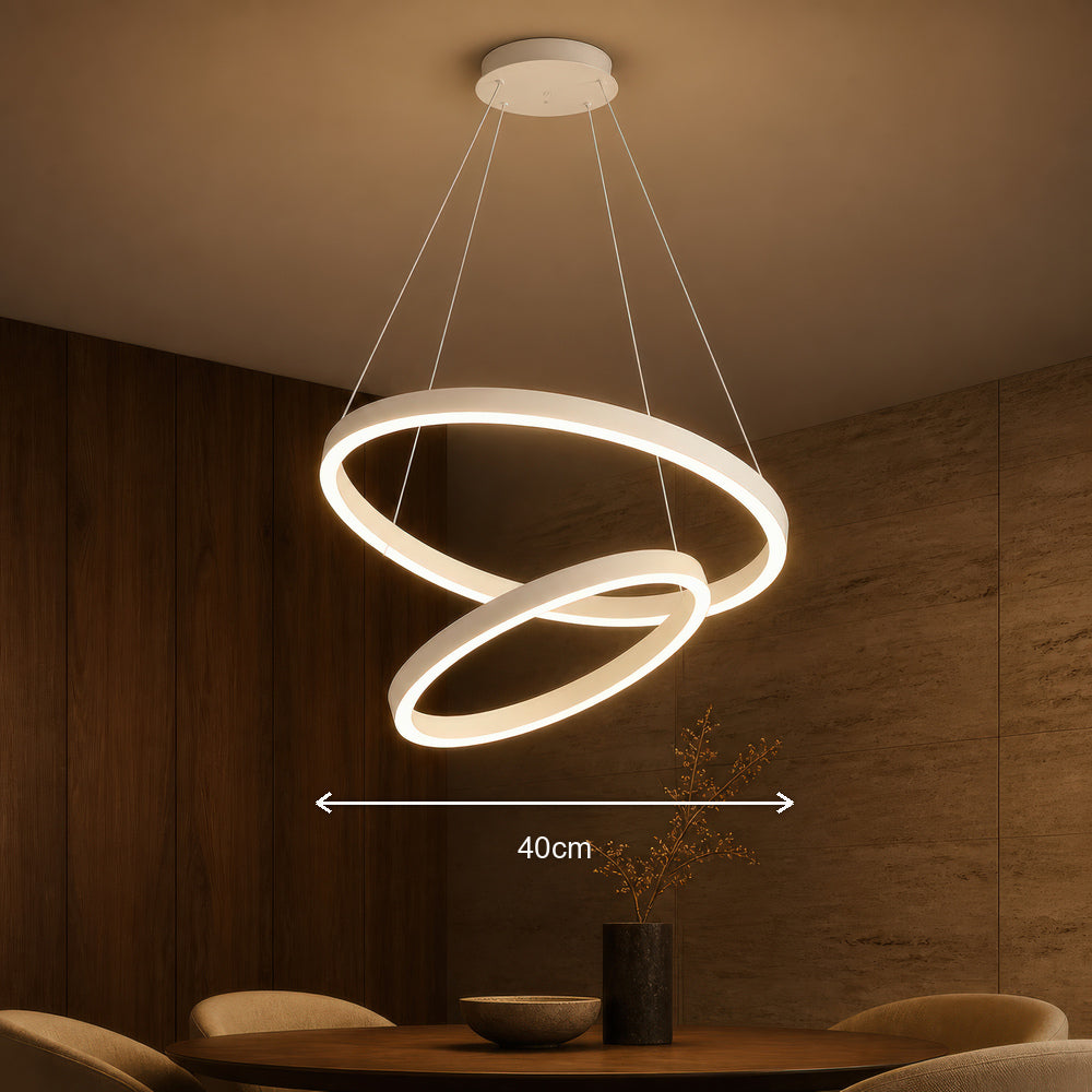 Lustra LED suspendata cu telecomanda CASIANA 41W, 2 Cercuri, lumina Rece/Calda/Neutra, Dimabila, Alb, Inaltime Reglabila, imaginea 7