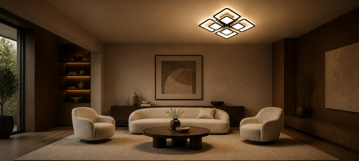 Lustra LED cu telecomanda SUSAN 96W, 4 Patrate, lumina Rece/Calda/Neutra, Dimabila, Negru, imaginea 14