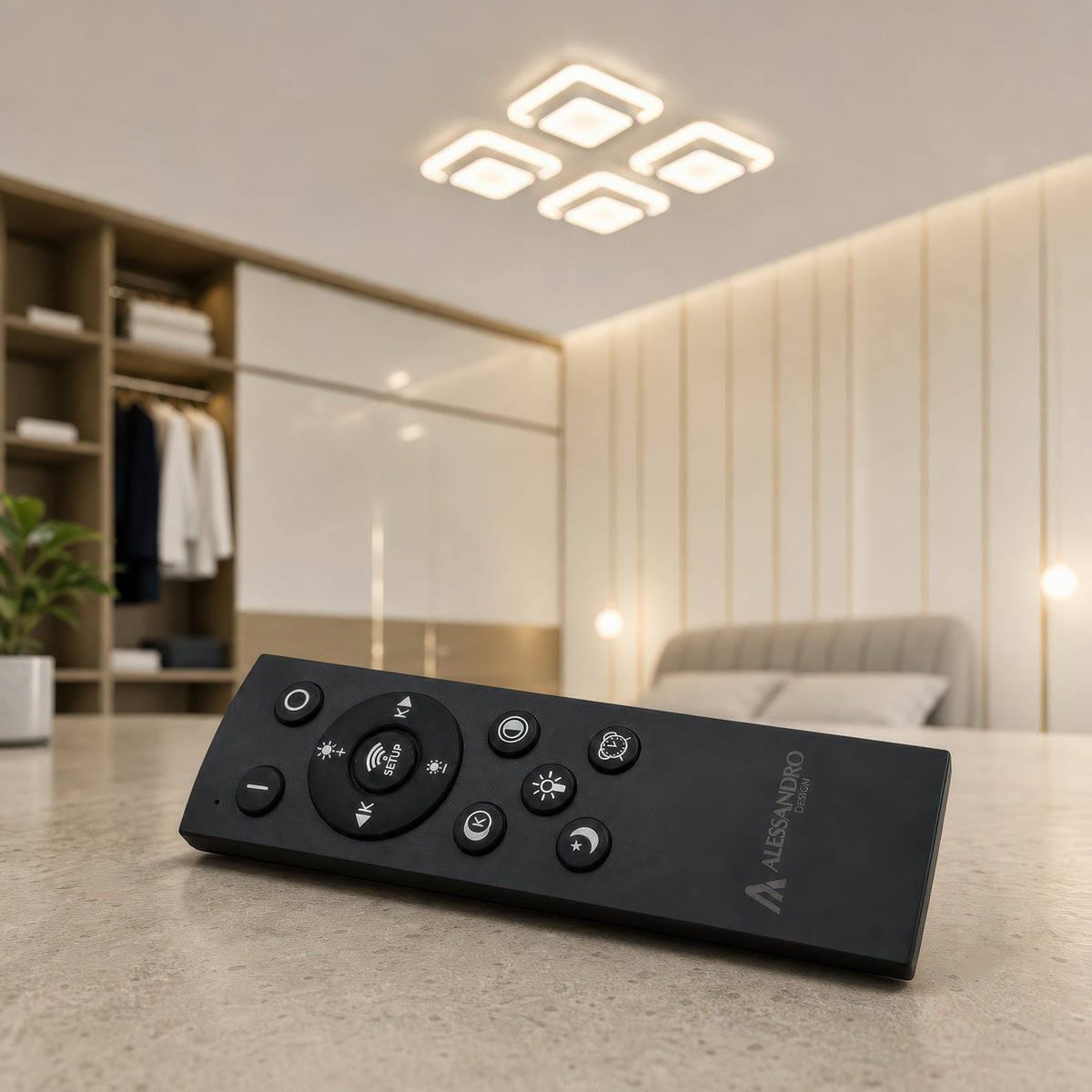 Lustra LED cu telecomanda SUSAN 96W, 4 Patrate, lumina Rece/Calda/Neutra, Dimabila, Alb, imaginea 4