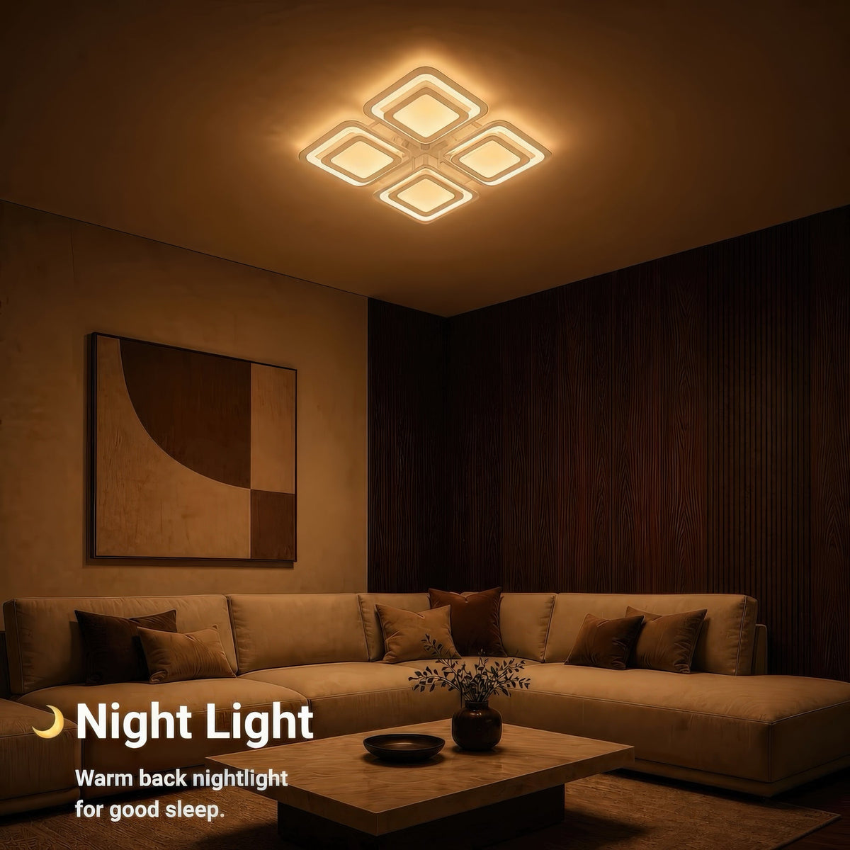 Lustra LED cu telecomanda SUSAN 96W, 4 Patrate, lumina Rece/Calda/Neutra, Dimabila, Alb, imaginea 6