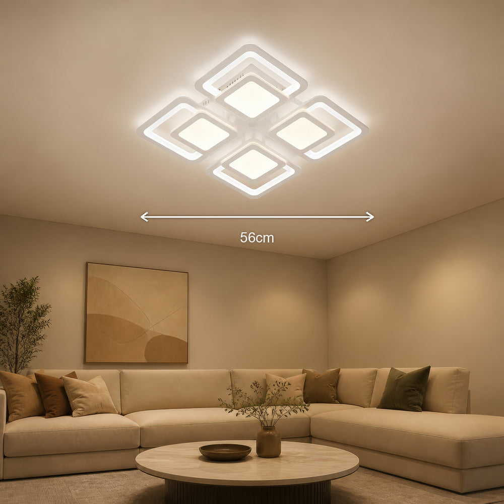 Lustra LED cu telecomanda SUSAN 96W, 4 Patrate, lumina Rece/Calda/Neutra, Dimabila, Alb, imaginea 7