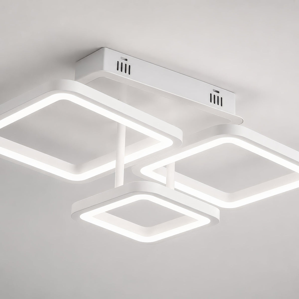 Lustra LED cu telecomanda ZOE, 60W, 3 Patrate, lumina Rece/Calda/Neutra, Dimabila, Alb, Metal si Acril, imaginea 10