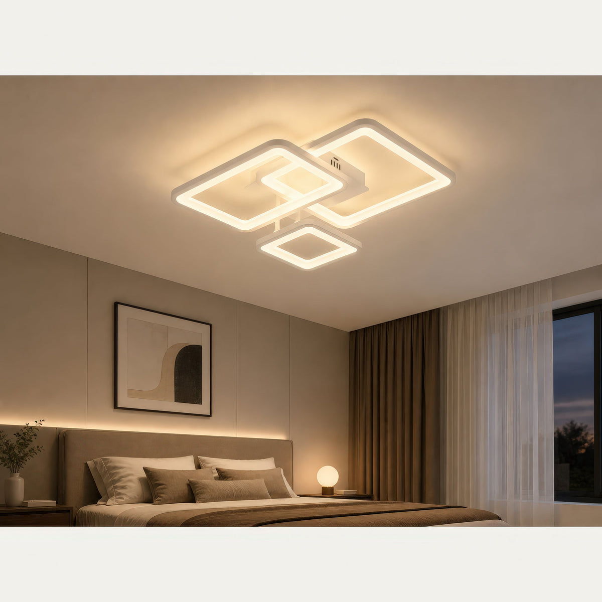 Lustra LED cu telecomanda ZOE, 60W, 3 Patrate, lumina Rece/Calda/Neutra, Dimabila, Alb, Metal si Acril, imaginea 13