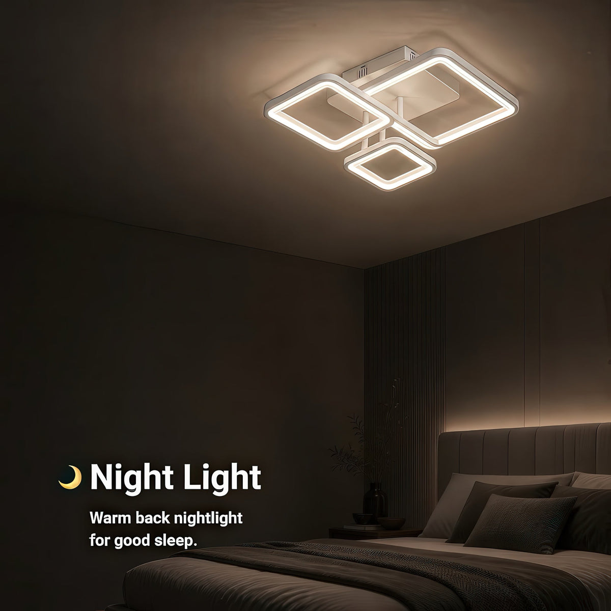 Lustra LED cu telecomanda ZOE, 60W, 3 Patrate, lumina Rece/Calda/Neutra, Dimabila, Alb, Metal si Acril, imaginea 6