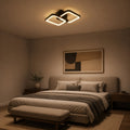 Lustra LED cu telecomanda ZOE 41W, 2 Patrate,  lumina Rece/Calda/Neutra, Dimabila, Negru