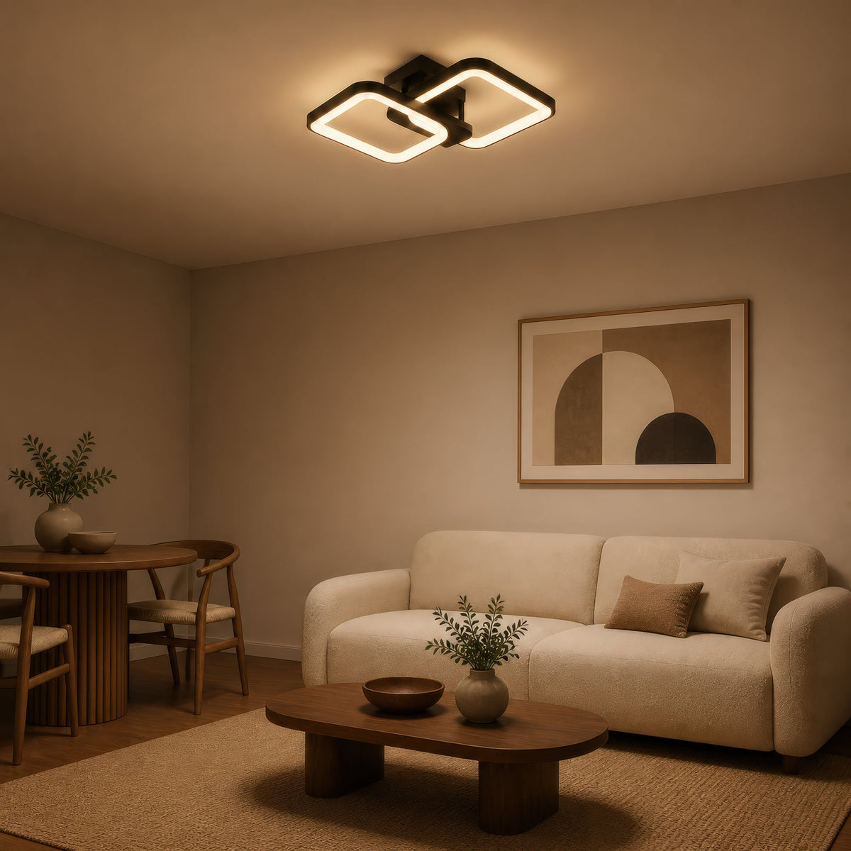 Lustra LED cu telecomanda ZOE 41W, 2 Patrate,  lumina Rece/Calda/Neutra, Dimabila, Negru, imaginea 11