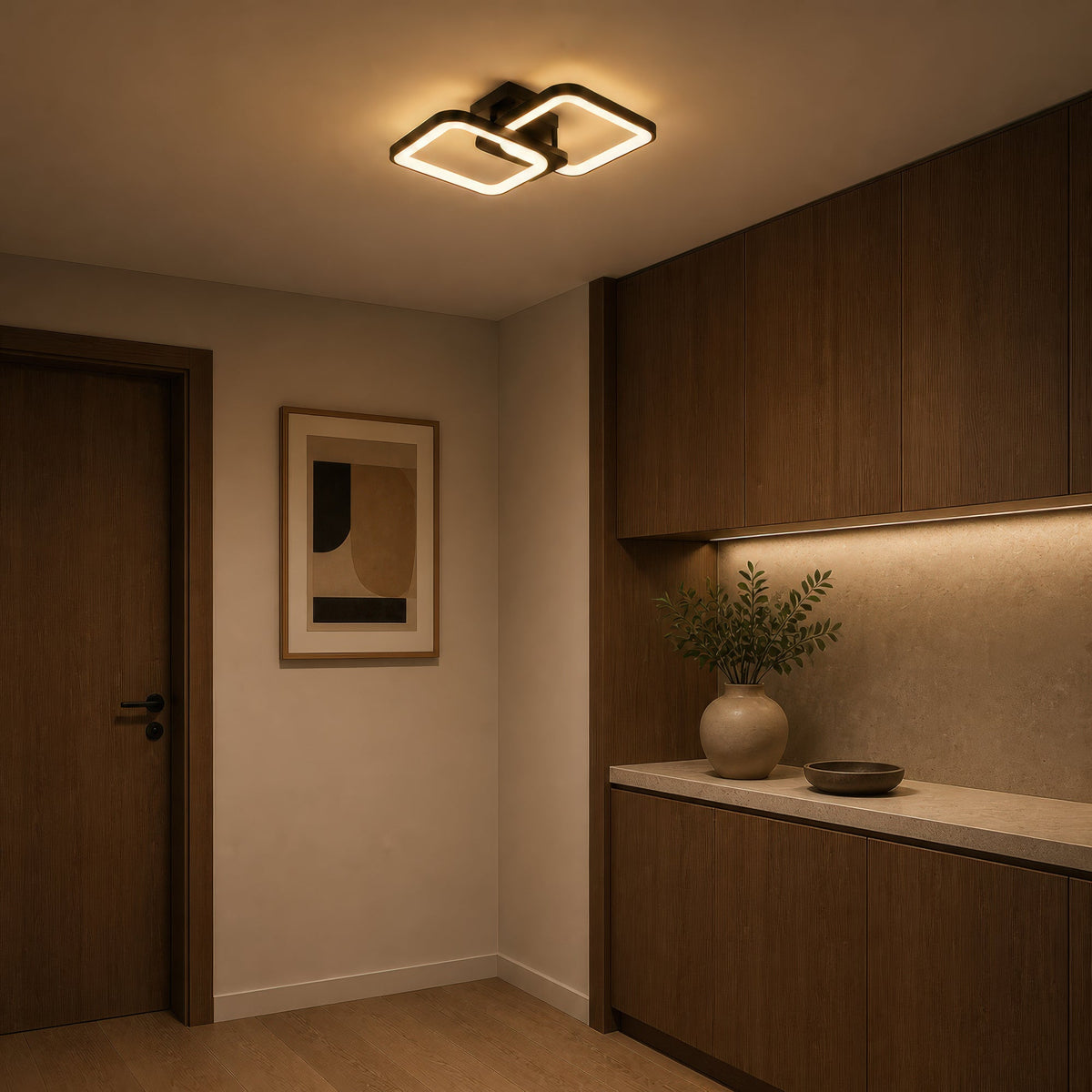 Lustra LED cu telecomanda ZOE 41W, 2 Patrate,  lumina Rece/Calda/Neutra, Dimabila, Negru, imaginea 13