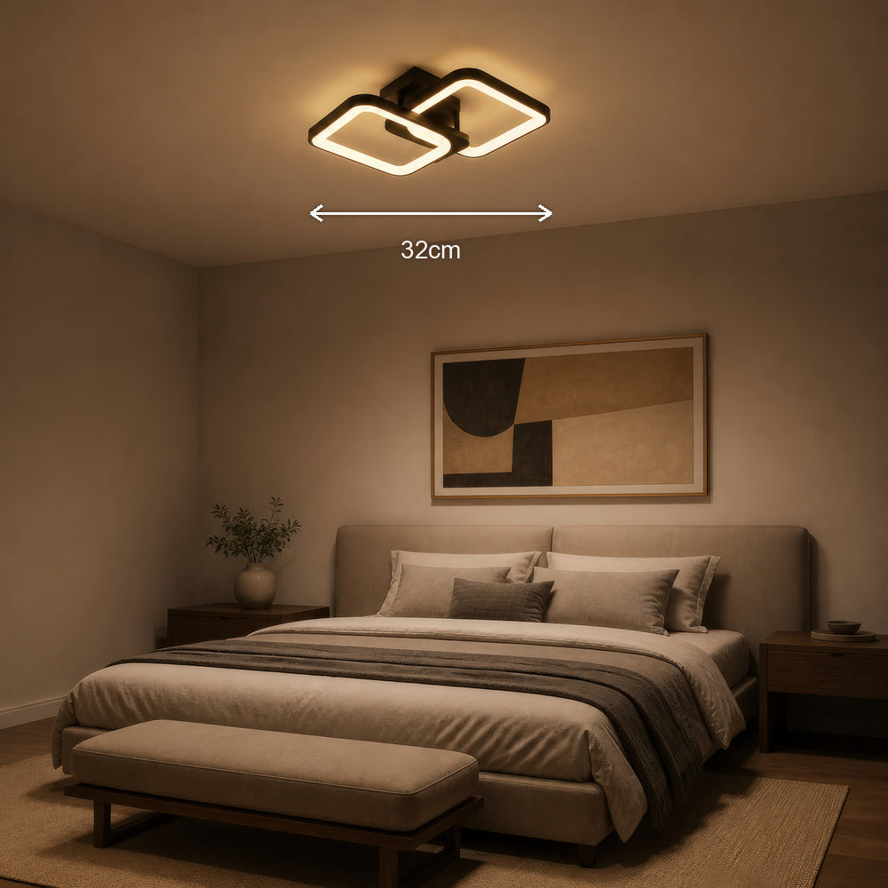 Lustra LED cu telecomanda ZOE 41W, 2 Patrate,  lumina Rece/Calda/Neutra, Dimabila, Negru, imaginea 7