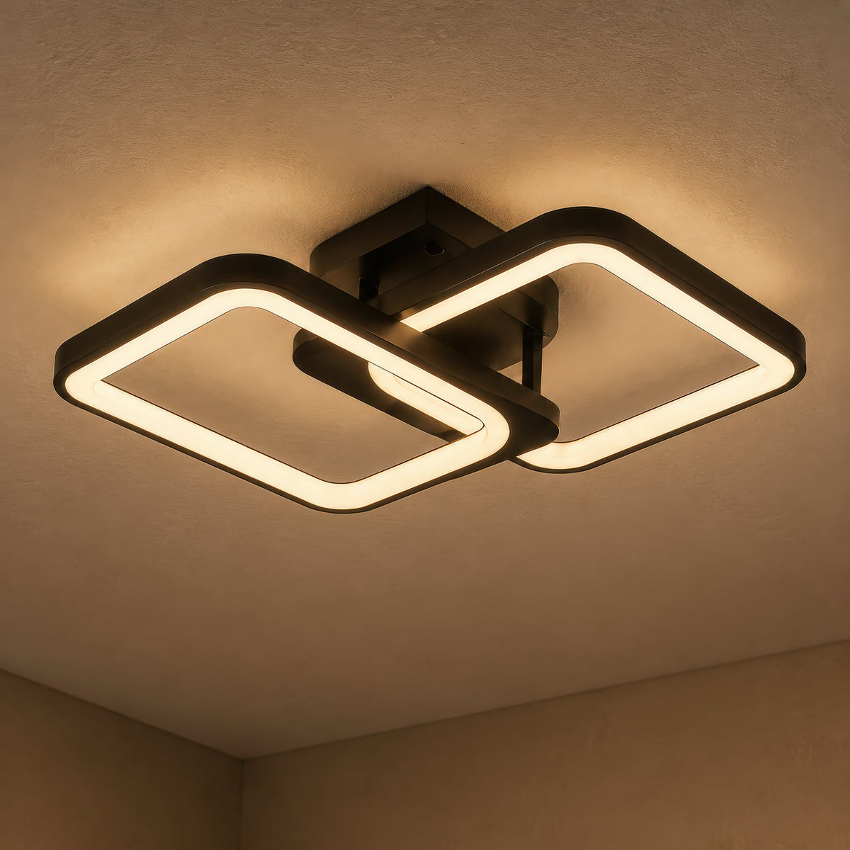 Lustra LED cu telecomanda ZOE 41W, 2 Patrate,  lumina Rece/Calda/Neutra, Dimabila, Negru, imaginea 8