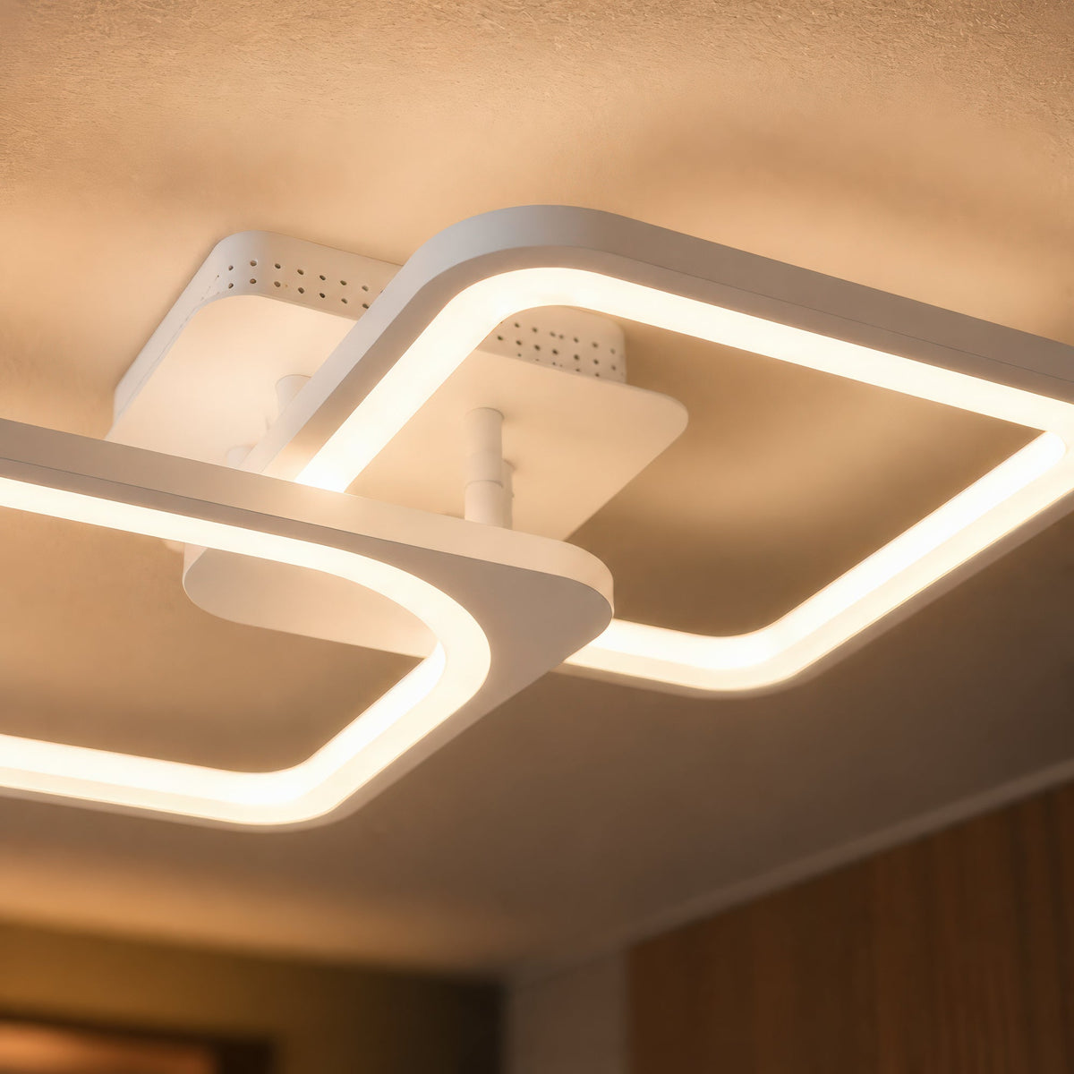 Lustra LED cu telecomanda ZOE 41W, 2 Patrate,  lumina Rece/Calda/Neutra, Dimabila, Alb, imaginea 2