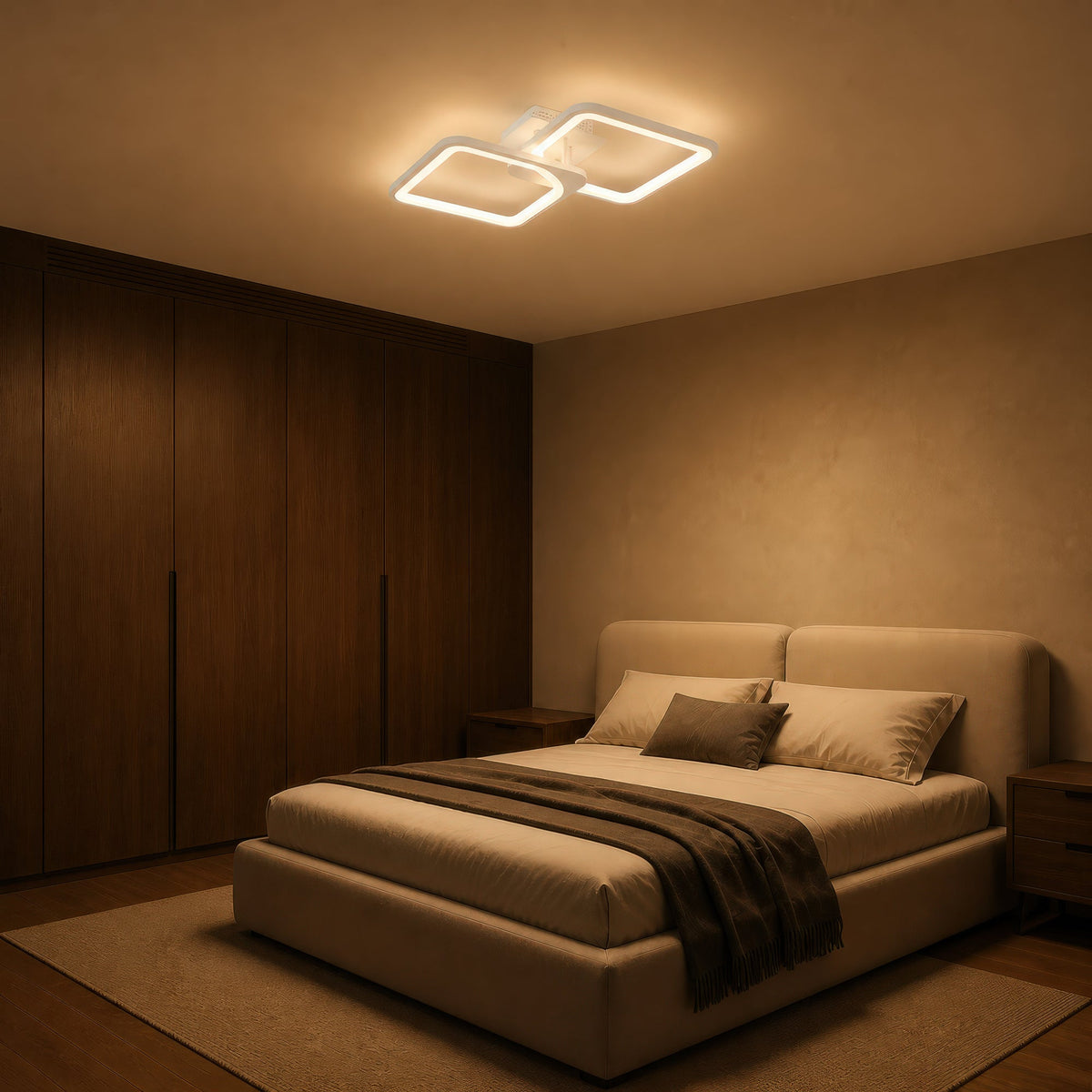 Lustra LED cu telecomanda ZOE 41W, 2 Patrate,  lumina Rece/Calda/Neutra, Dimabila, Alb, imaginea 10