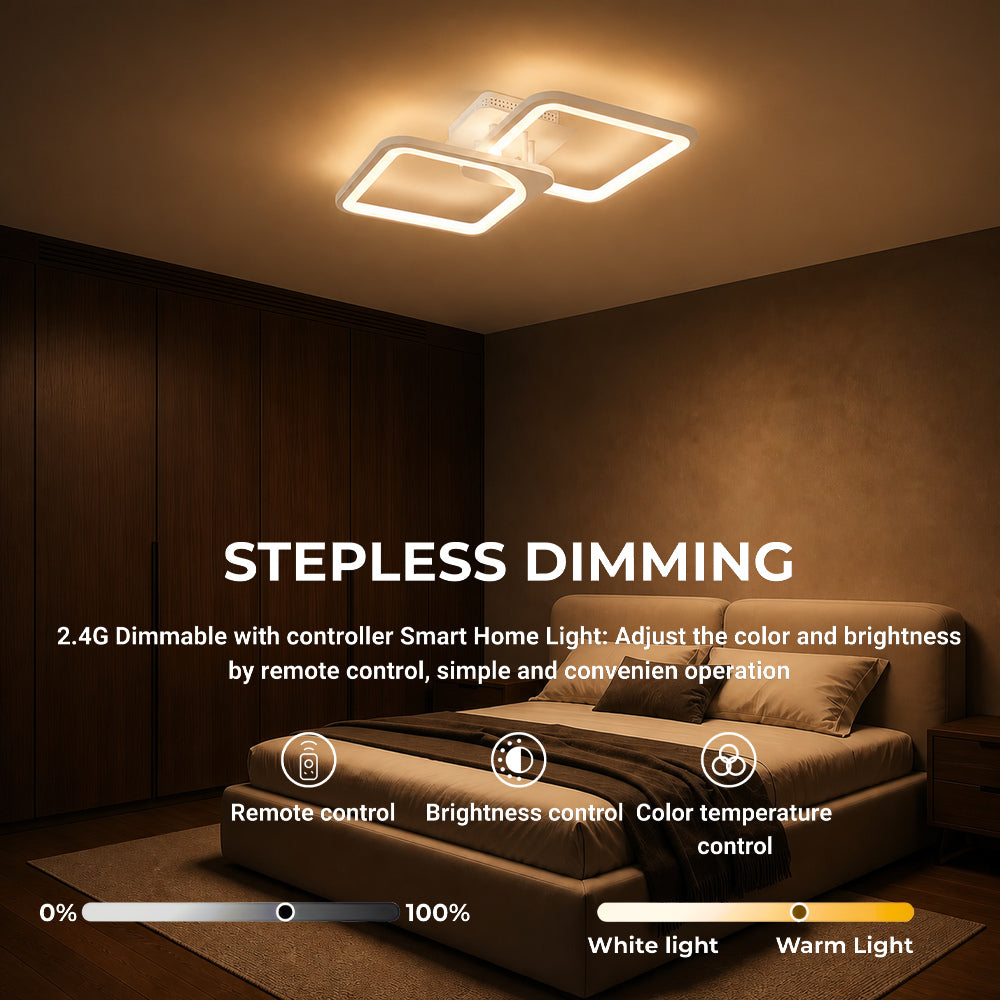 Lustra LED cu telecomanda ZOE 41W, 2 Patrate,  lumina Rece/Calda/Neutra, Dimabila, Alb, imaginea 5