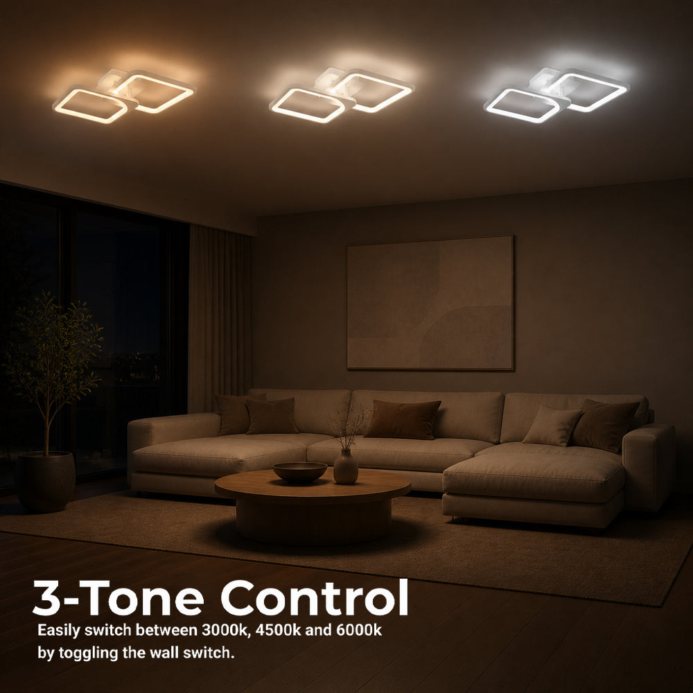 Lustra LED cu telecomanda ZOE 41W, 2 Patrate,  lumina Rece/Calda/Neutra, Dimabila, Alb, imaginea 6