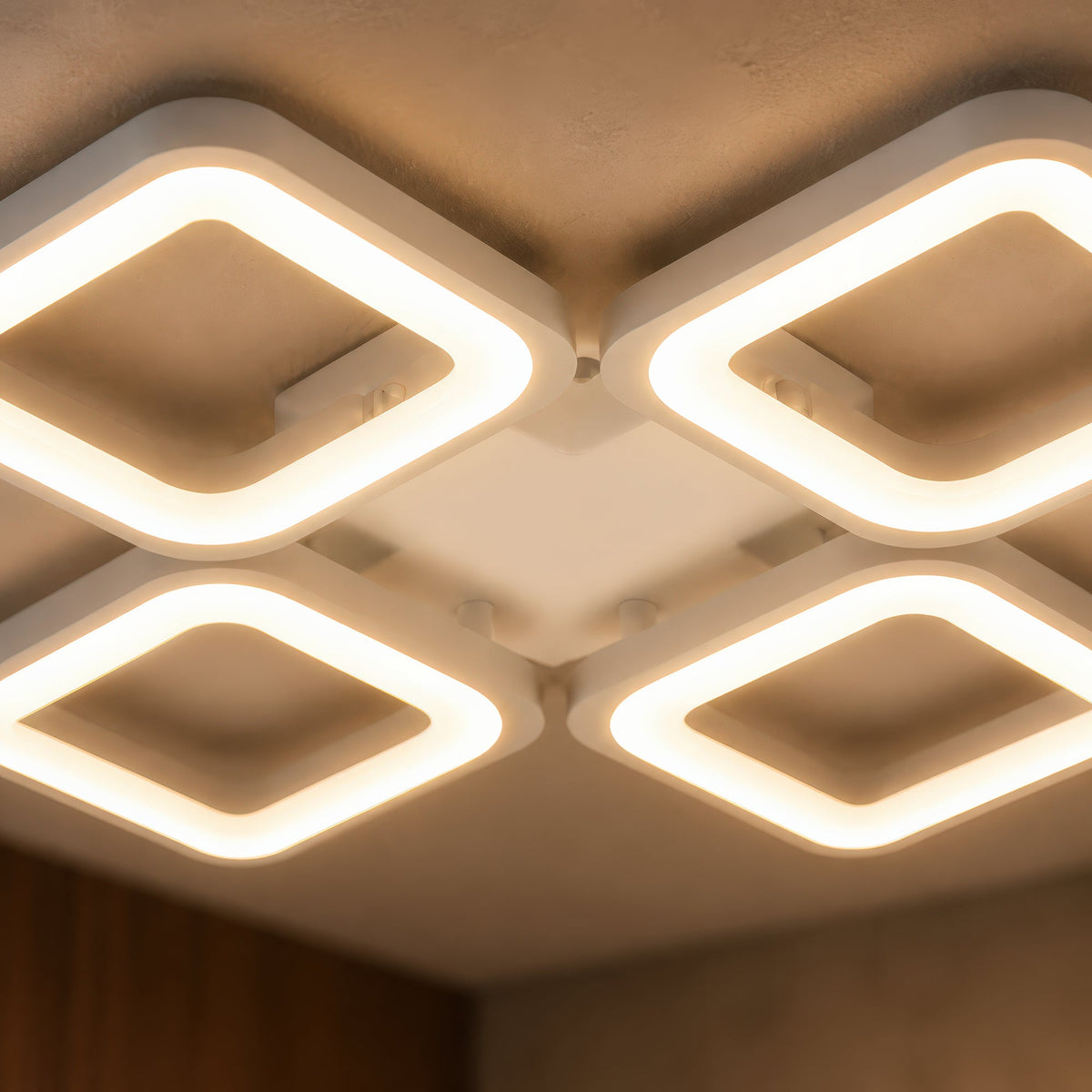 Lustra LED cu telecomanda ZOE 53W, 4 Patrate, lumina Rece/Calda/Neutra, Dimabila, Alb, imaginea 2