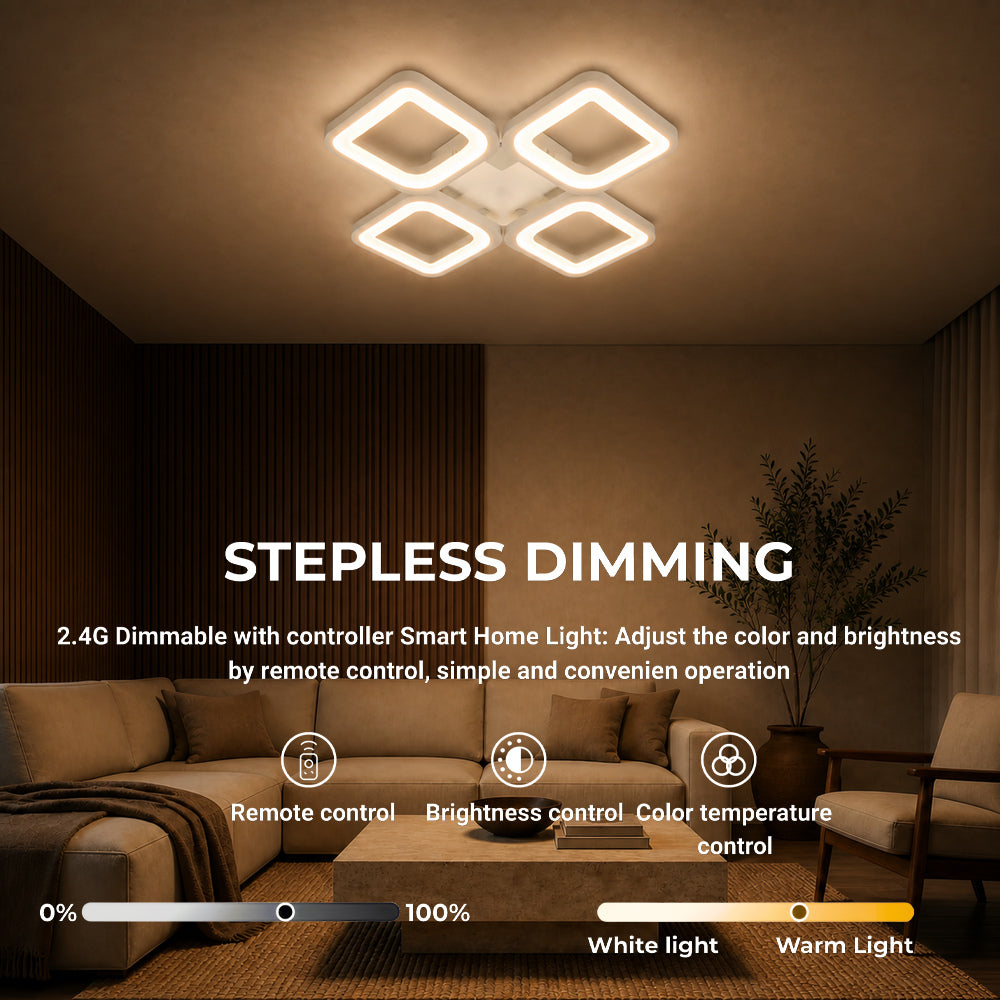 Lustra LED cu telecomanda ZOE 53W, 4 Patrate, lumina Rece/Calda/Neutra, Dimabila, Alb, imaginea 5
