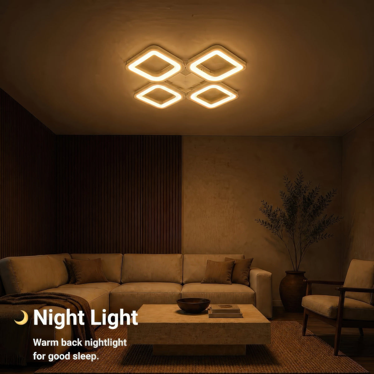 Lustra LED cu telecomanda ZOE 53W, 4 Patrate, lumina Rece/Calda/Neutra, Dimabila, Alb, imaginea 7