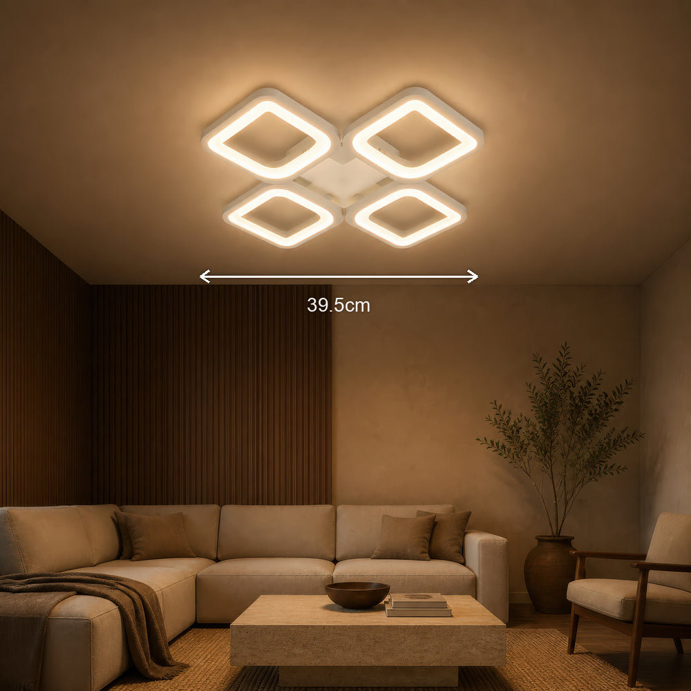 Lustra LED cu telecomanda ZOE 53W, 4 Patrate, lumina Rece/Calda/Neutra, Dimabila, Alb, imaginea 8
