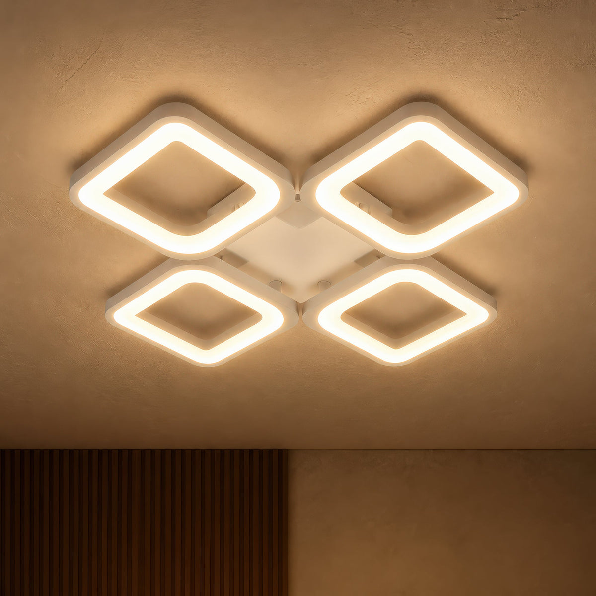 Lustra LED cu telecomanda ZOE 53W, 4 Patrate, lumina Rece/Calda/Neutra, Dimabila, Alb, imaginea 3