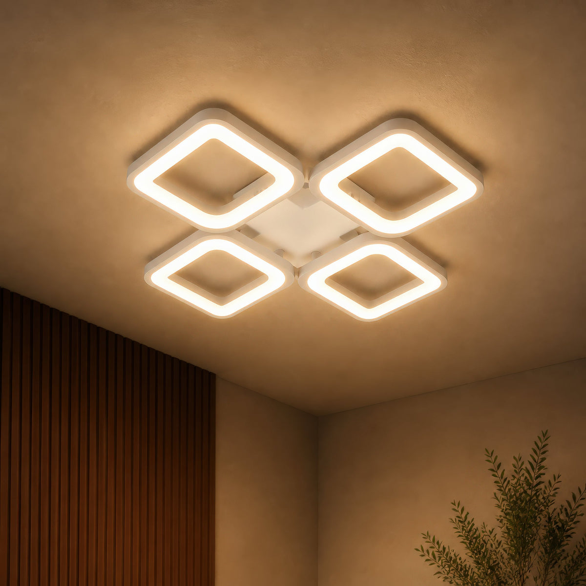 Lustra LED cu telecomanda ZOE 53W, 4 Patrate, lumina Rece/Calda/Neutra, Dimabila, Alb, imaginea 9