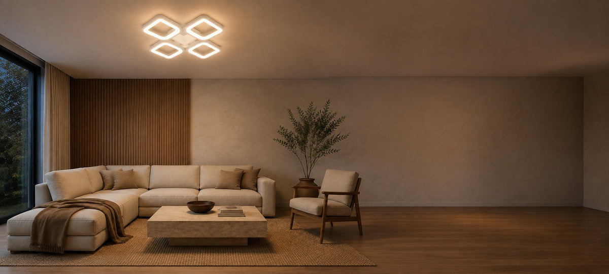 Lustra LED cu telecomanda ZOE 53W, 4 Patrate, lumina Rece/Calda/Neutra, Dimabila, Alb, imaginea 14