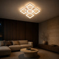 Lustra LED cu telecomanda ZOE 70W, 5 Patrate, lumina Rece/Calda/Neutra, Dimabila, Alb