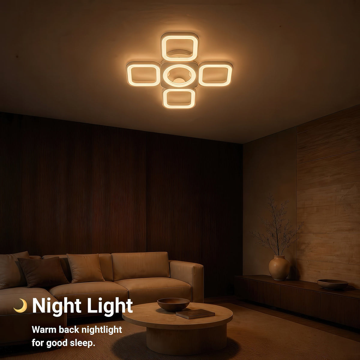 Lustra LED cu telecomanda ZOE 70W, 5 Patrate, lumina Rece/Calda/Neutra, Dimabila, Alb, imaginea 5