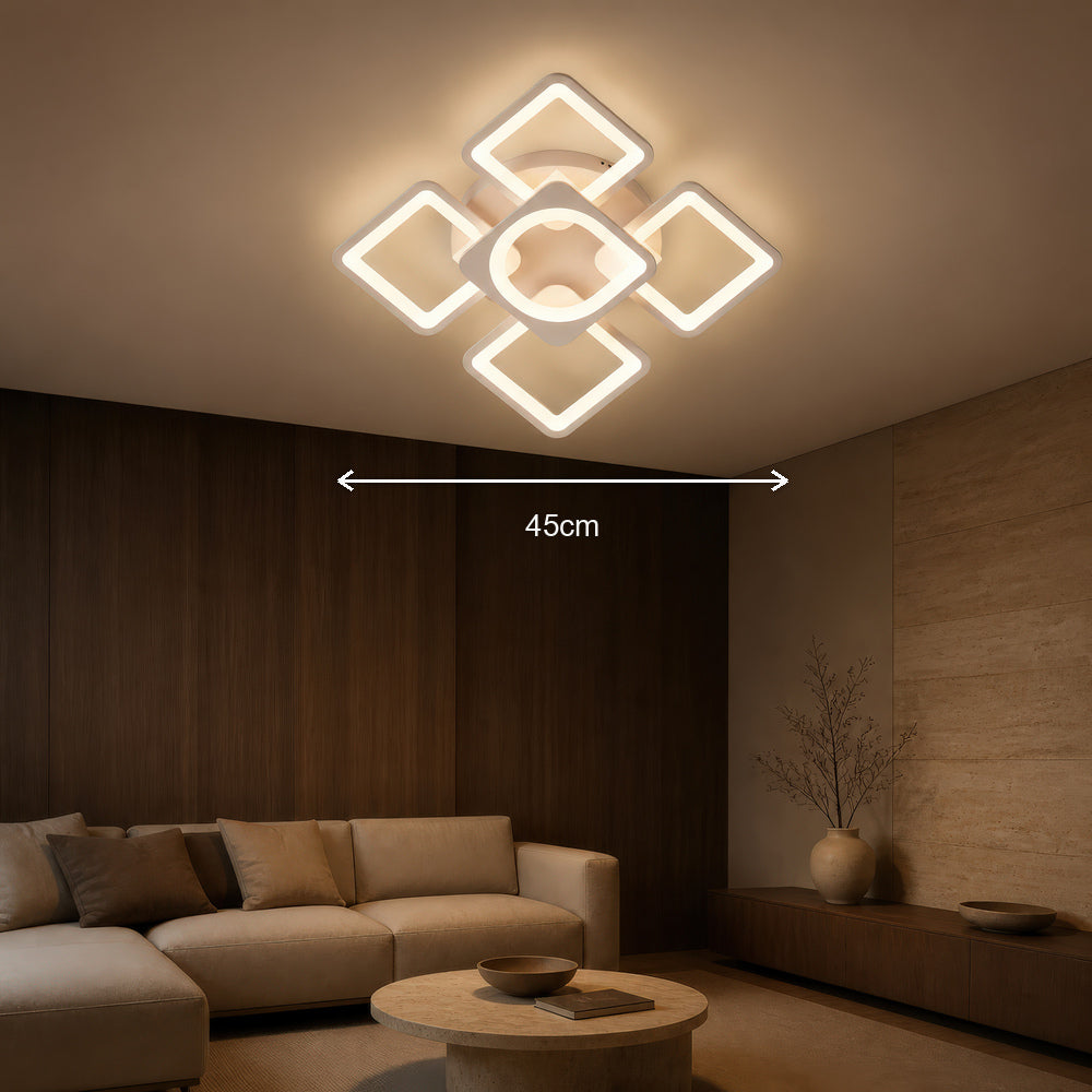 Lustra LED cu telecomanda ZOE 70W, 5 Patrate, lumina Rece/Calda/Neutra, Dimabila, Alb, imaginea 6