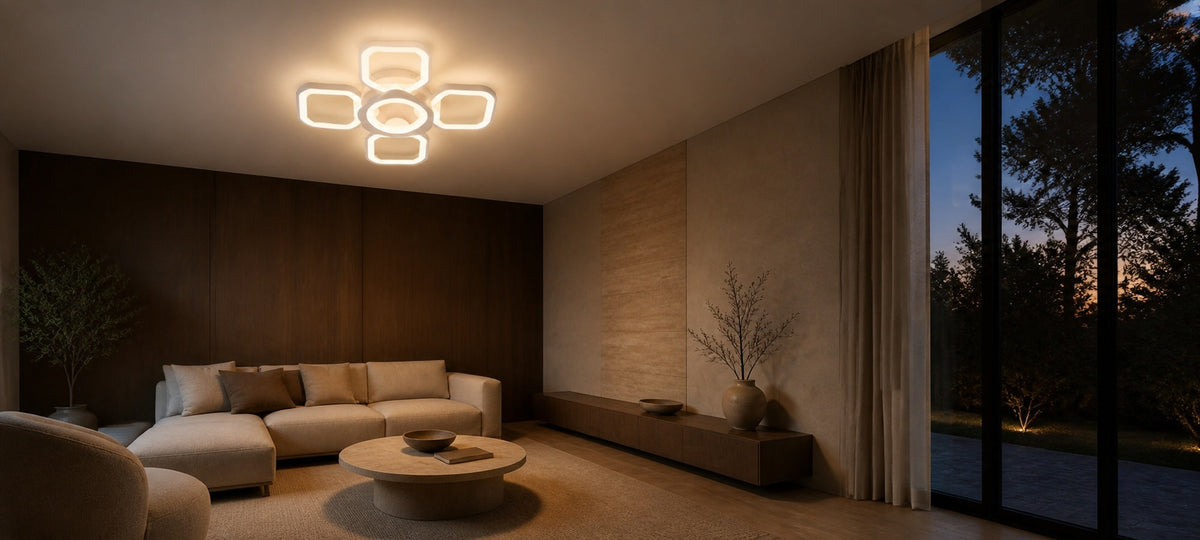Lustra LED cu telecomanda ZOE 70W, 5 Patrate, lumina Rece/Calda/Neutra, Dimabila, Alb, imaginea 14