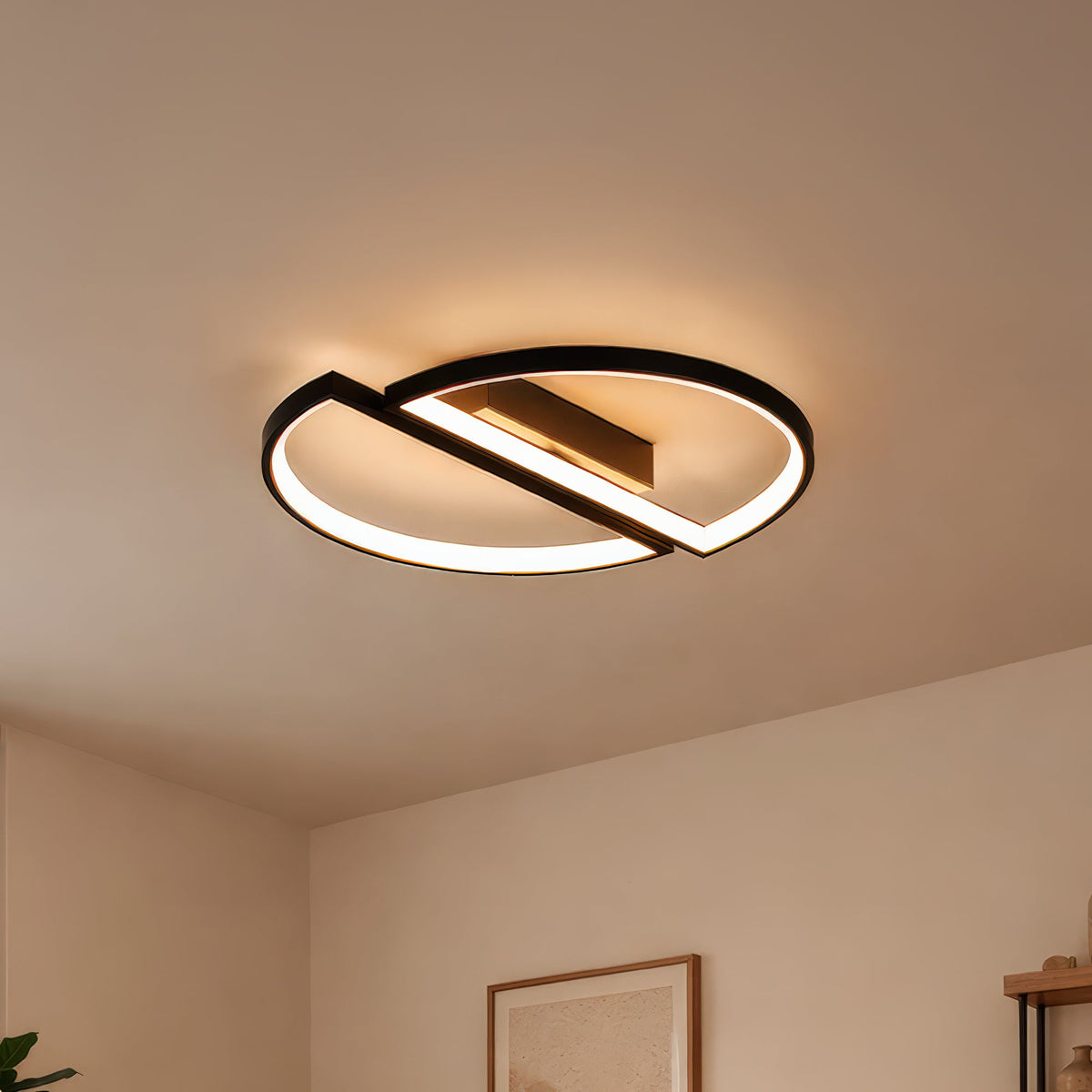 Lustra LED cu telecomanda VECTOR ARCUS 52W, 2 Elemente, lumina Rece/Calda/Neutra, Dimabila, Negru, imaginea 1
