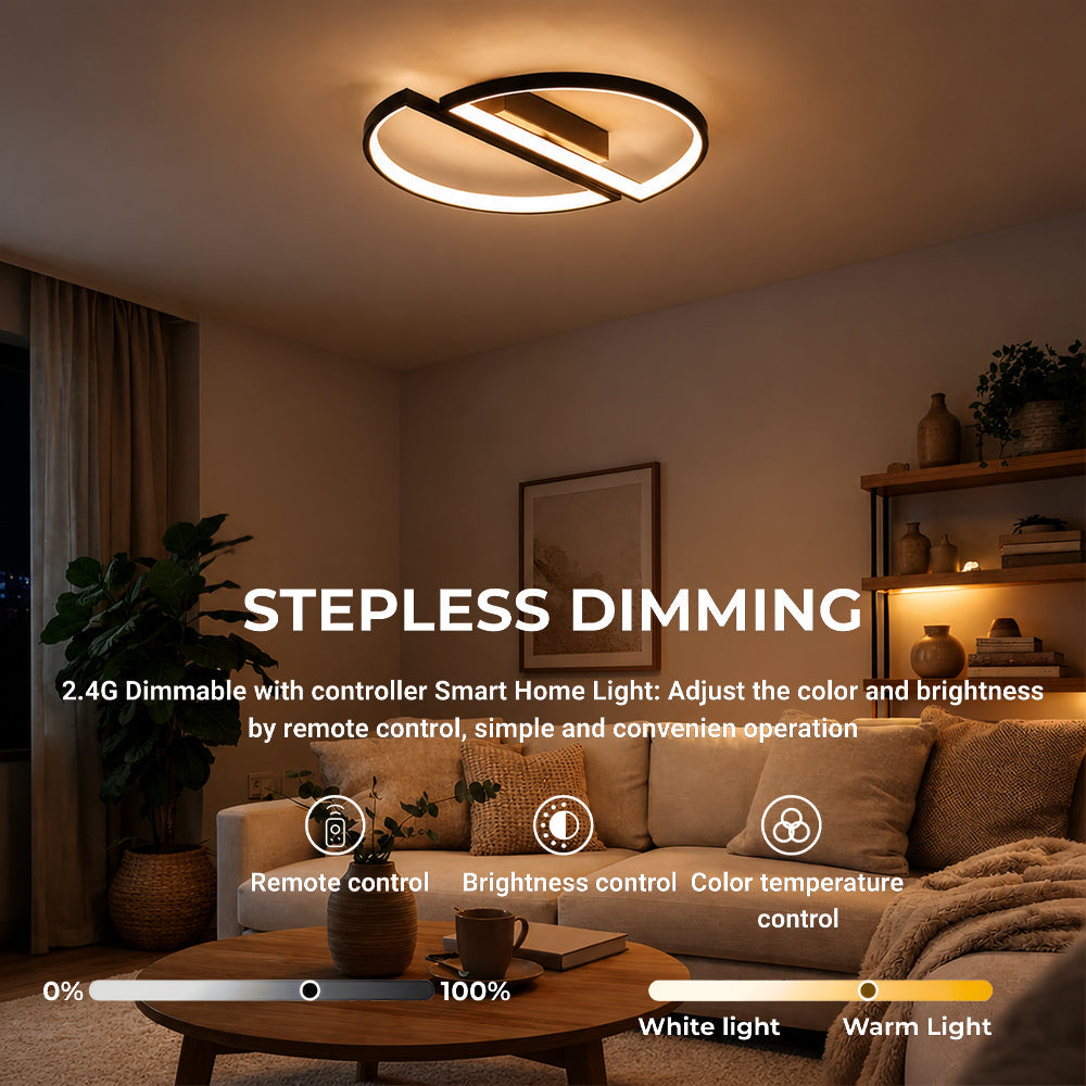 Lustra LED cu telecomanda VECTOR ARCUS 52W, 2 Elemente, lumina Rece/Calda/Neutra, Dimabila, Negru, imaginea 4