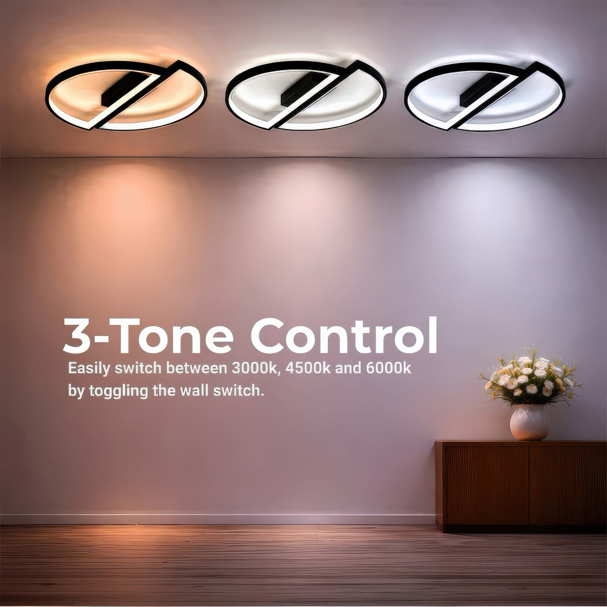 Lustra LED cu telecomanda VECTOR ARCUS 52W, 2 Elemente, lumina Rece/Calda/Neutra, Dimabila, Negru, imaginea 5