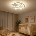 Lustra LED Nova cu Telecomanda, 89W,  Dimabil, Forma Luna si Stea, Alb