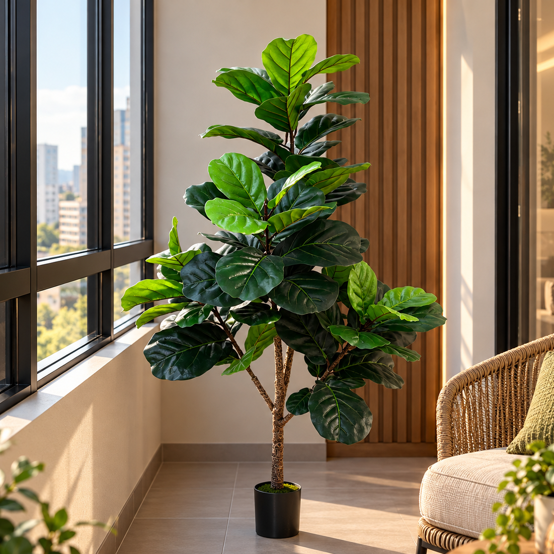 Copac Artificial Tip Ficus, 3 brate, 160 cm, Verde