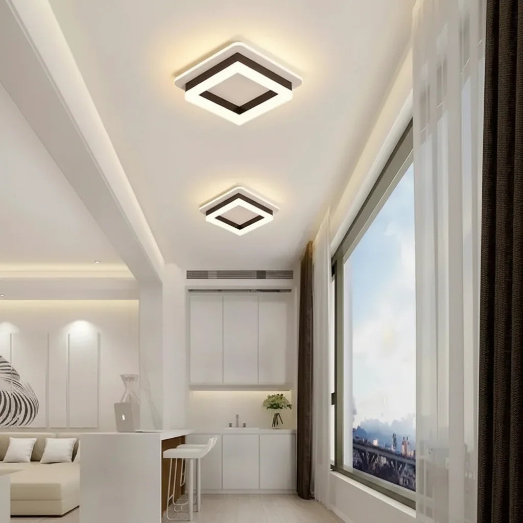 Lustra LED MODERNA 25W, Dimensiuni 19.5x19.5 cm, Patrata, lumina Rece/Calda/Neutra, Negru, imaginea 5