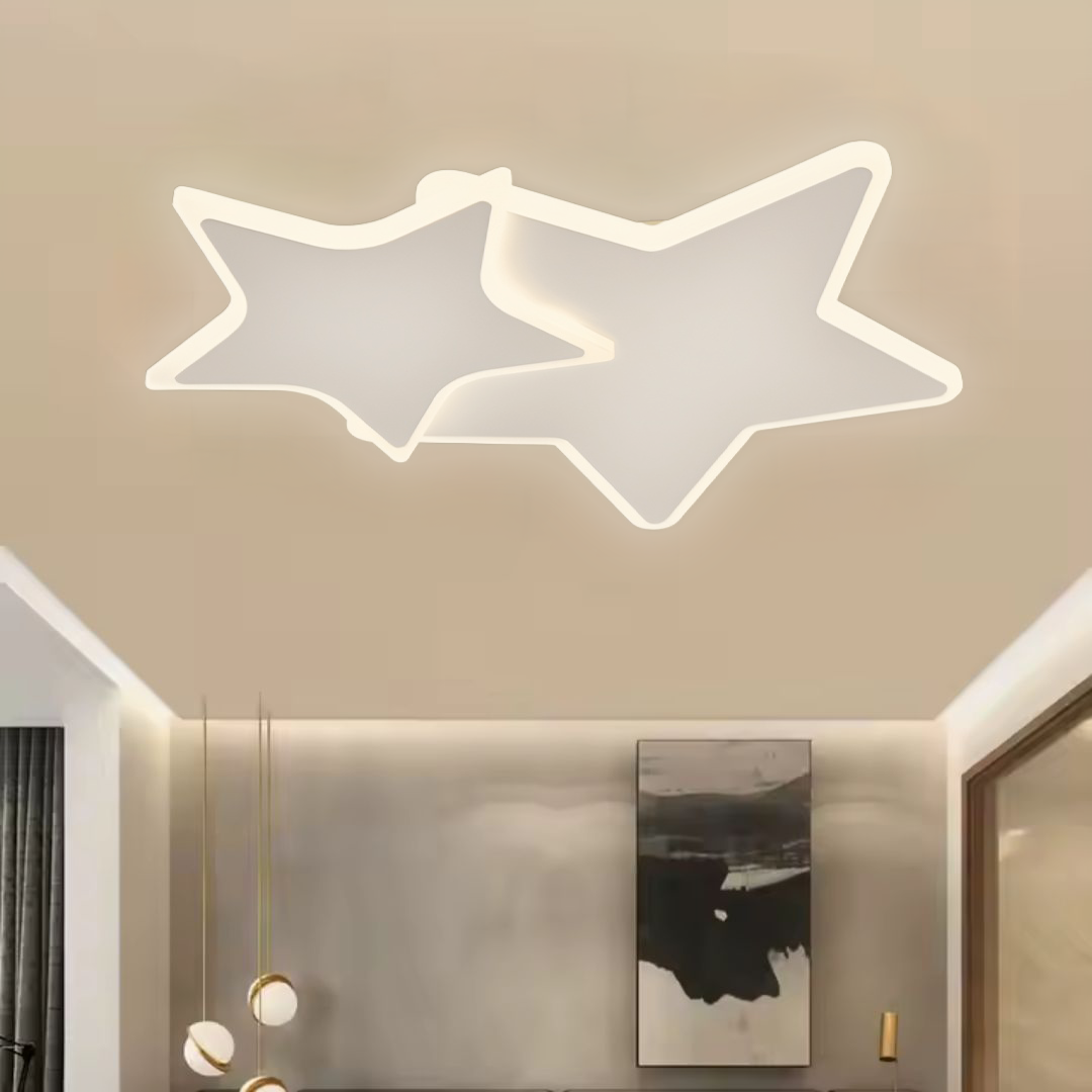 Lustra LED cu telecomanda 49W,  Stele, lumina Rece/Calda/Neutra, Dimabila, Alb, imaginea 1