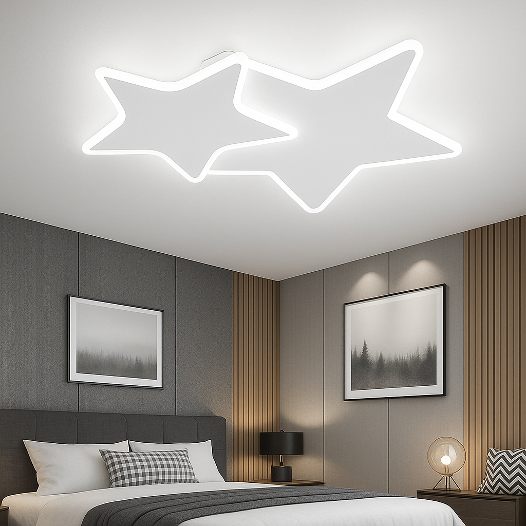 Lustra LED cu telecomanda 49W,  Stele, lumina Rece/Calda/Neutra, Dimabila, Alb, imaginea 8