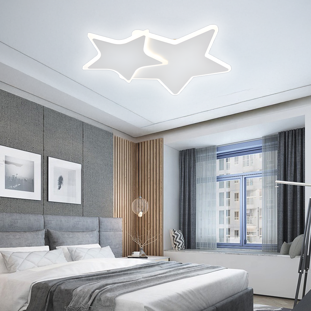 Lustra LED cu telecomanda 49W,  Stele, lumina Rece/Calda/Neutra, Dimabila, Alb, imaginea 9
