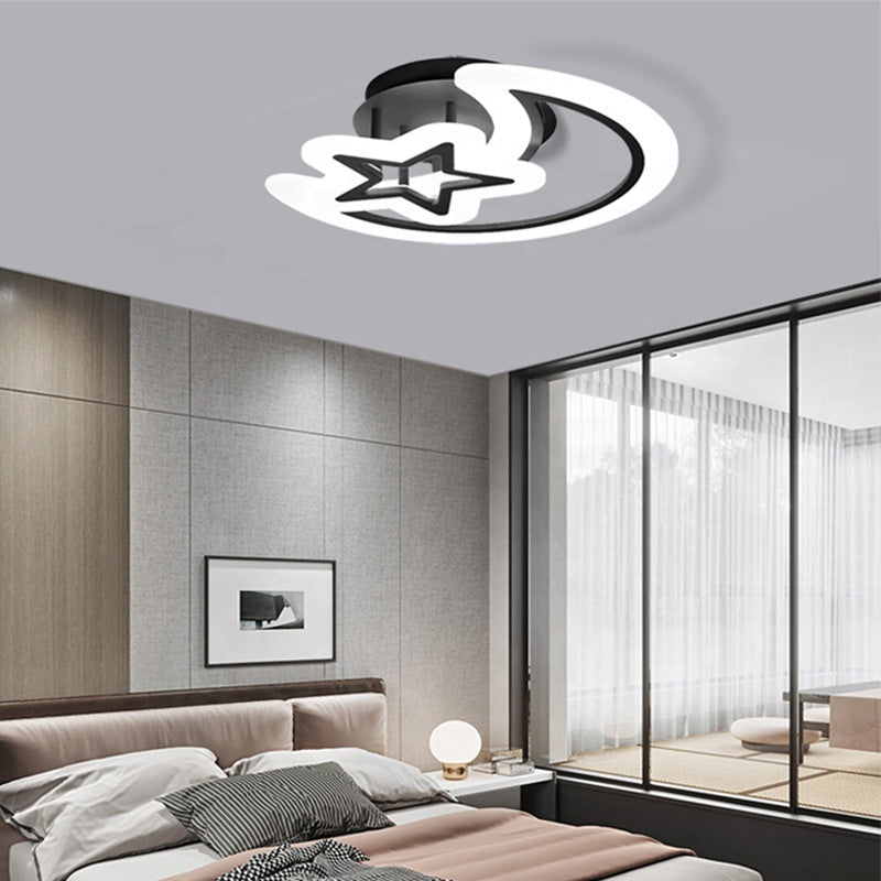 Lustra LED cu telecomanda LUNA SI STEA 59W, 2 Elemente, lumina Rece/Calda/Neutra, Dimabila, Negru, imaginea 7
