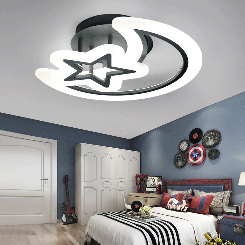 Lustra LED cu telecomanda LUNA SI STEA 59W, 2 Elemente, lumina Rece/Calda/Neutra, Dimabila, Negru, imaginea 6