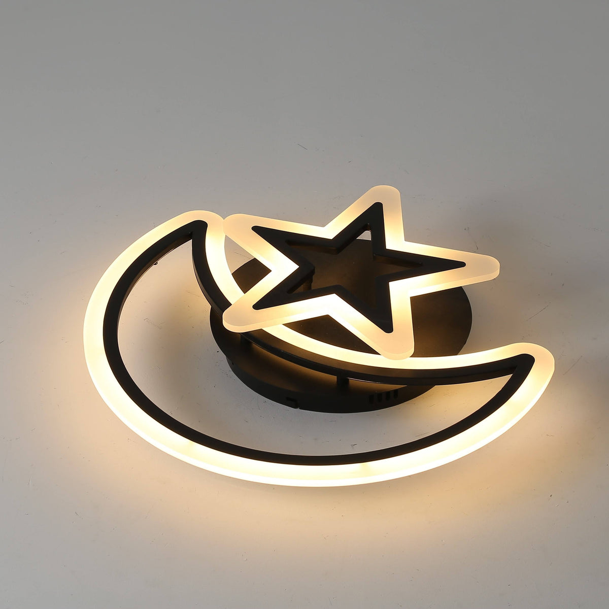 Lustra LED cu telecomanda LUNA SI STEA 59W, 2 Elemente, lumina Rece/Calda/Neutra, Dimabila, Negru, imaginea 4