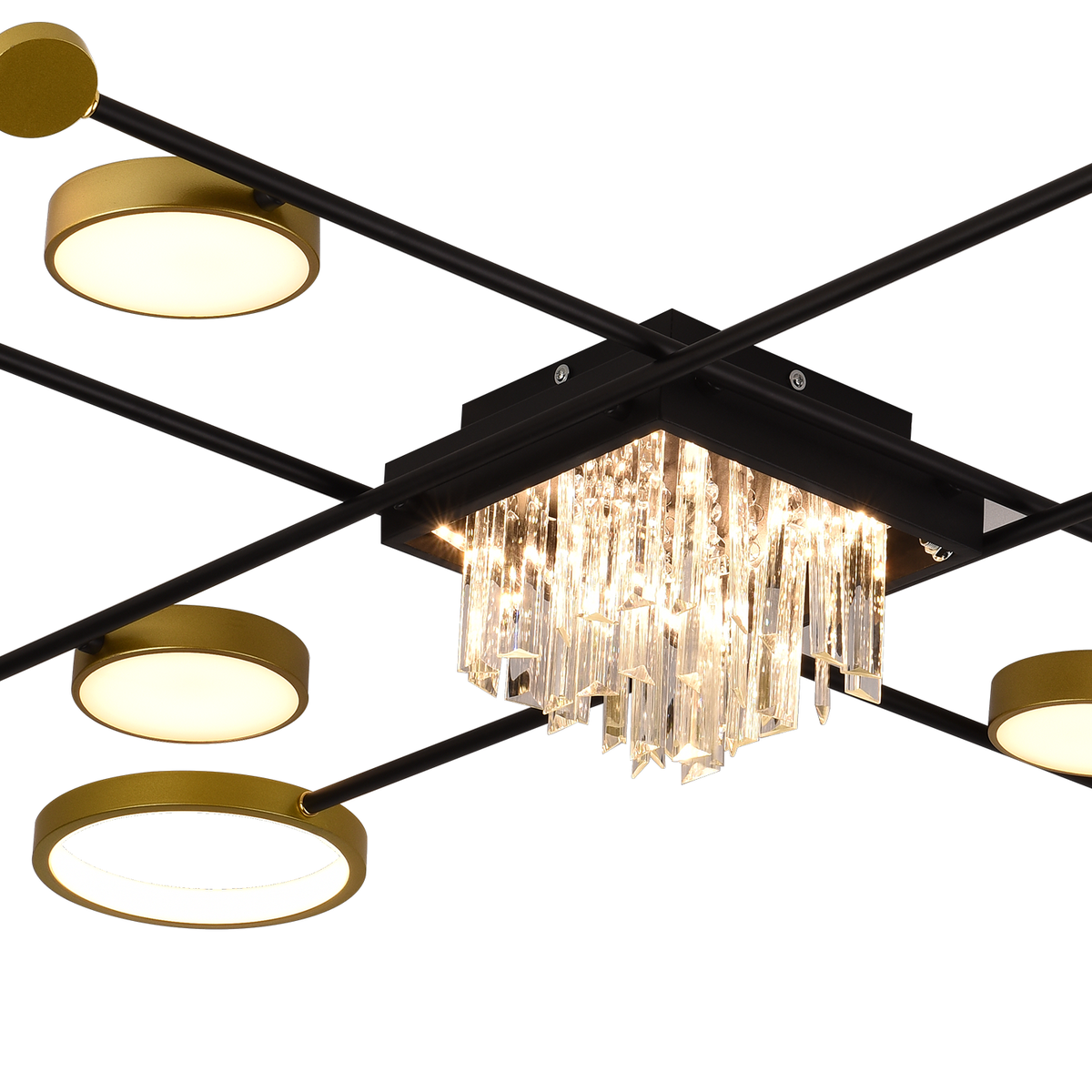 Lustra LED cu telecomanda si cristal GUIDA 48W, 8 Elemente, lumina Rece/Calda/Neutra, Dimabila, Negru Auriu, imaginea 9