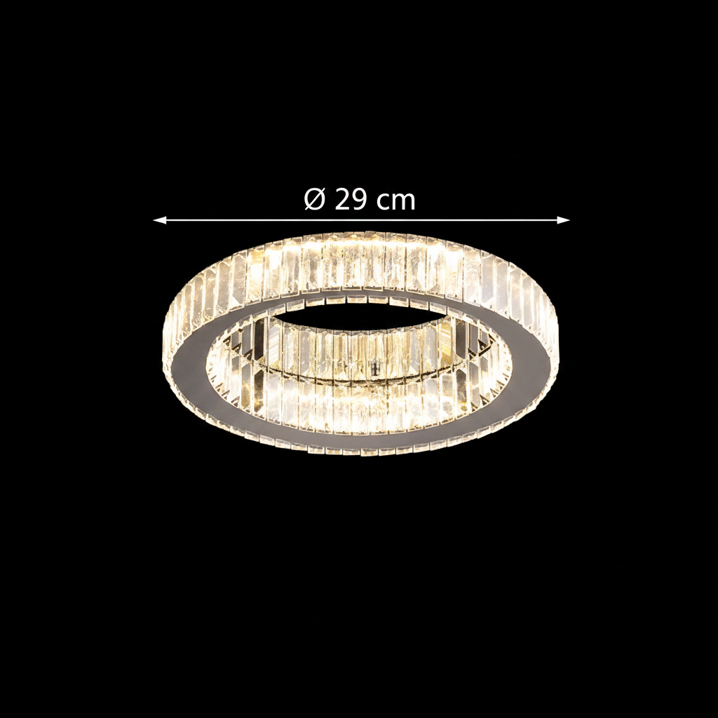 Lustra LED cu telecomanda si cristal VERTUS 18W, 29cm, Cerc, lumina Rece/Calda/Neutra, Dimabila, Crom, imaginea 5