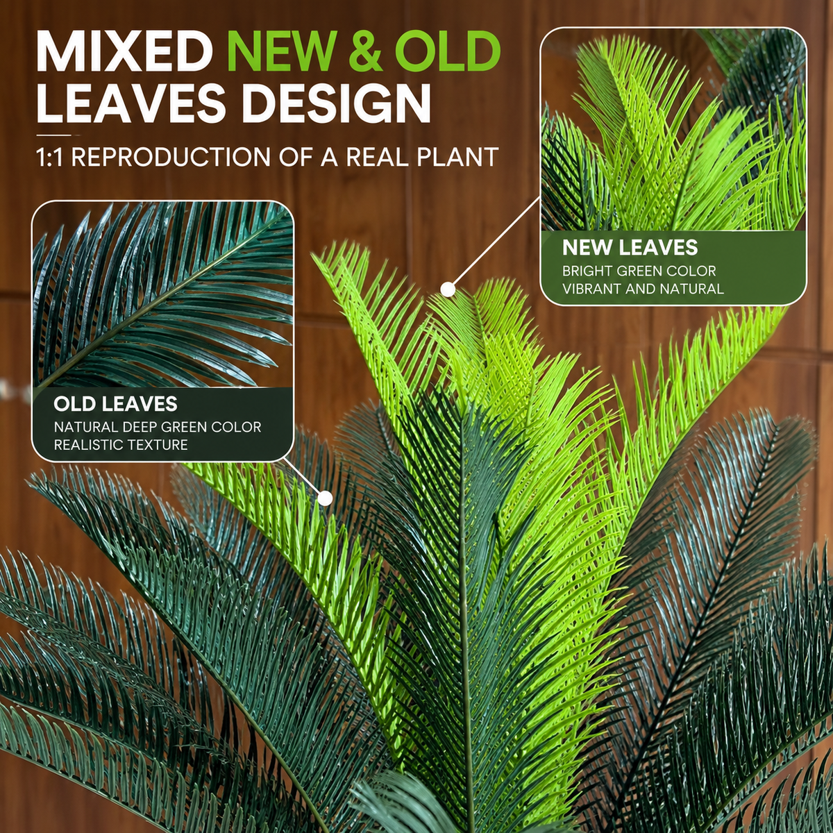 Decorațiune Palmier, Plastic, 24 frunze, 85 cm, Verde