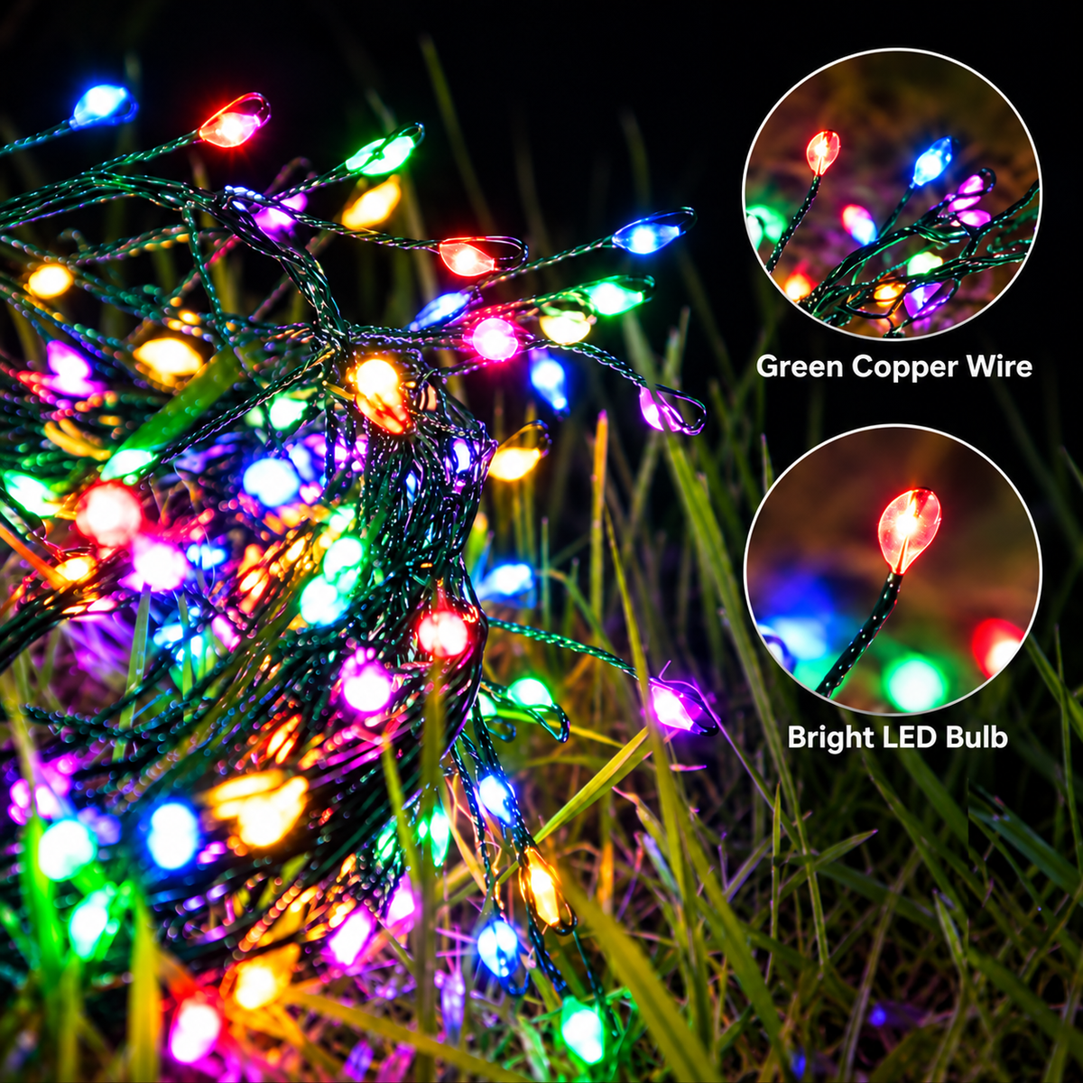 Instalatie de Craciun Liniara Tip Cluster, Lumina Multicolora, 1000cm, 300 LED-uri