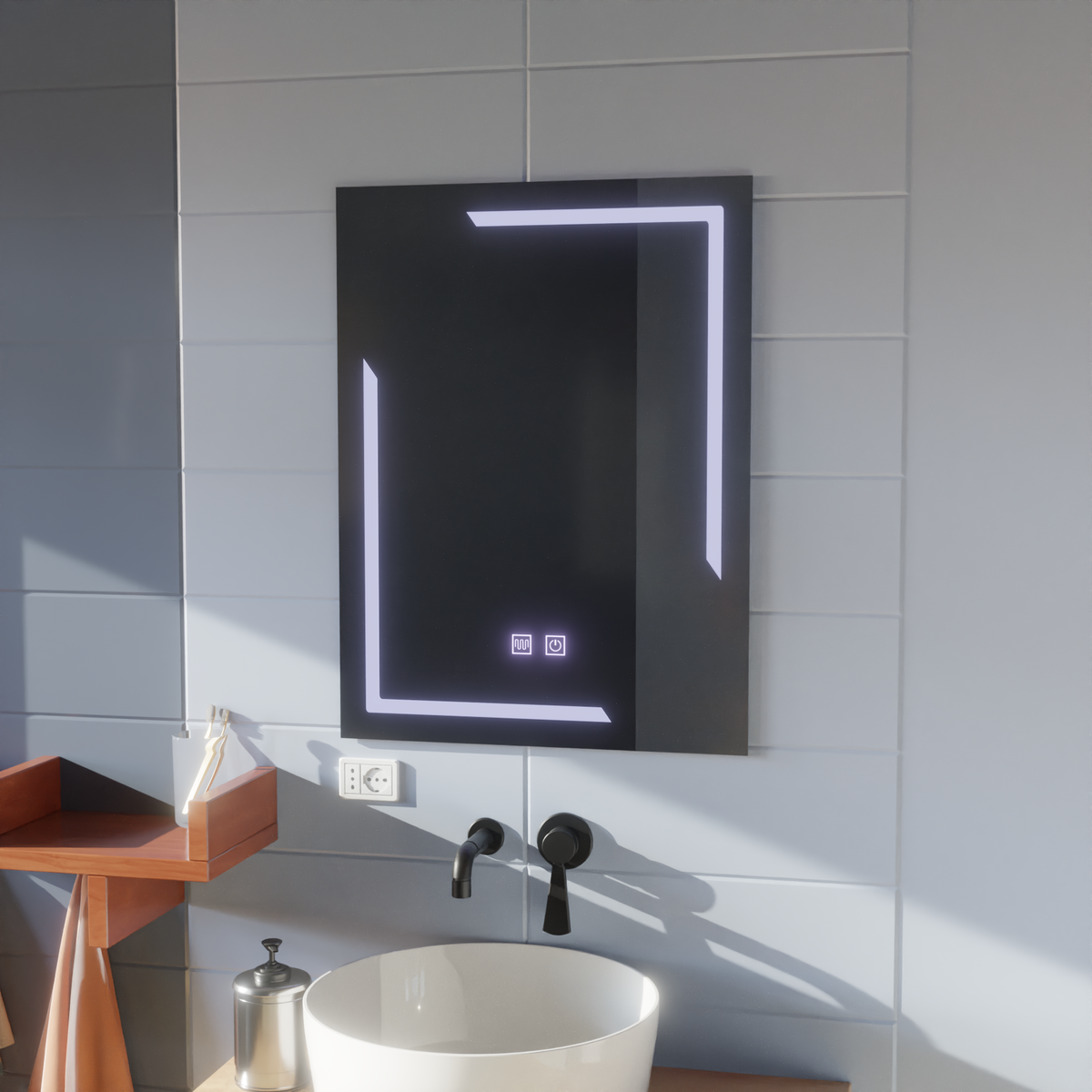 Oglinda LED Rectangulara, 50x70cm, ECLISSA Touch, Sistem Dezaburire, Dimabila, imaginea 5