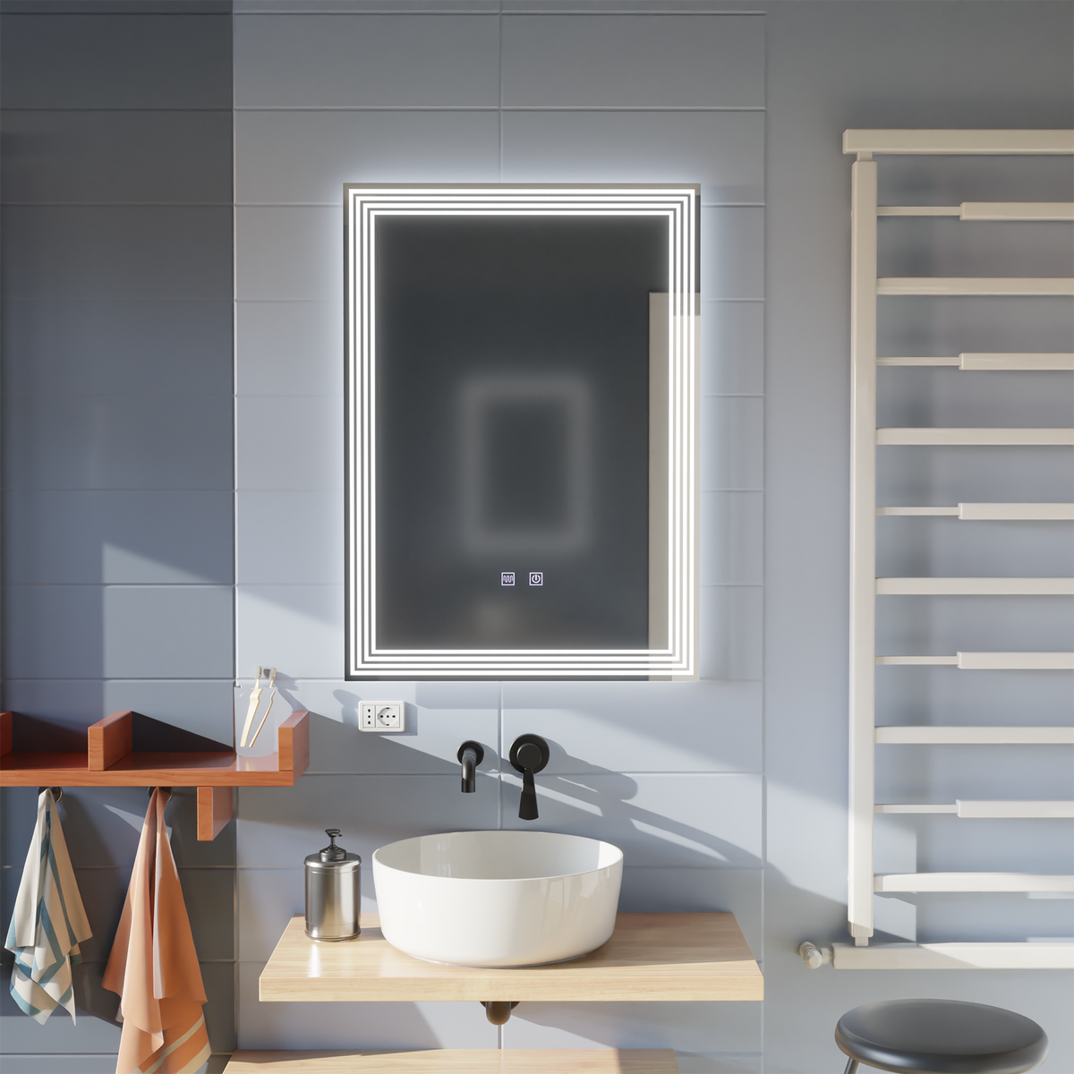Oglinda LED Rectangulara, 60x80cm, ADIS Touch, Sistem Dezaburire, Dimabila, imaginea 5
