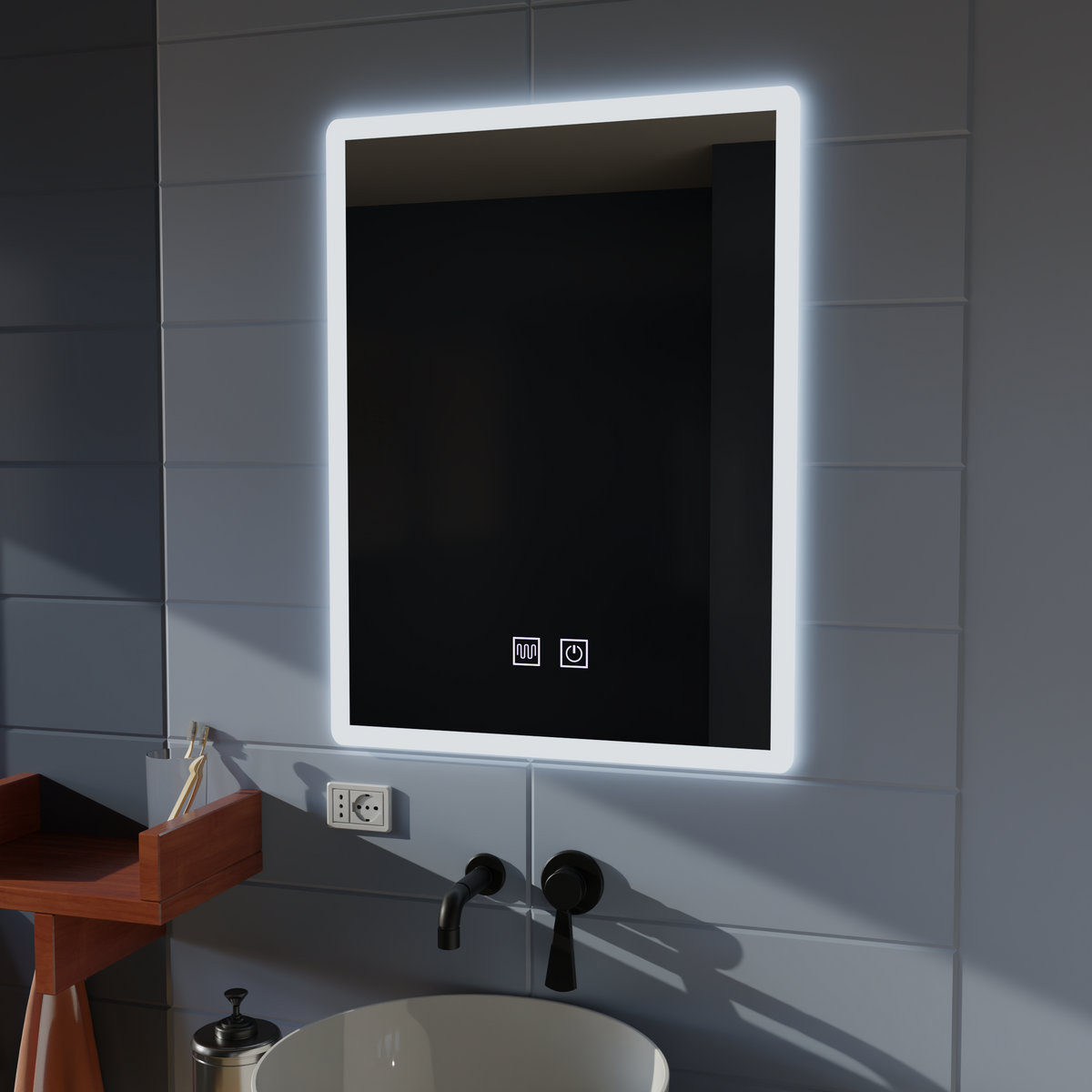 Oglinda LED Rentagulara, 60x80cm, Touch VENERA, Sistem Dezaburire,Dimabila
