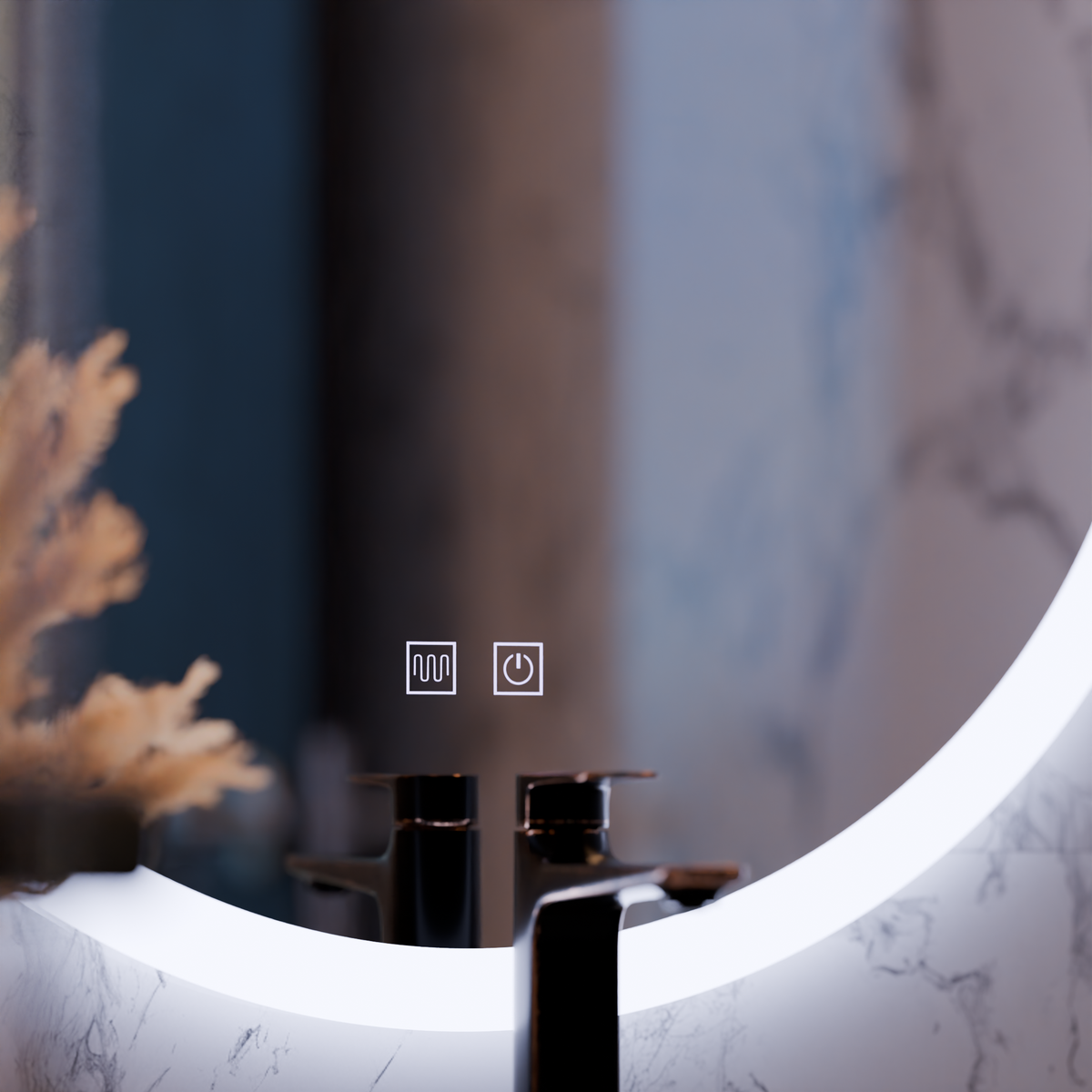 Oglinda LED Rotunda, 50cm, Noxia Touch, Lumina Rece, Sistem Dezaburire, Dimabila, imaginea 2
